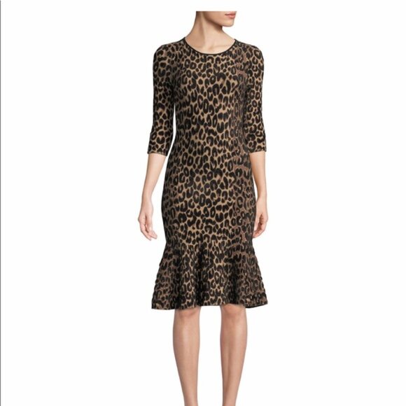 Milly Textured Cheetah Mermaid Midi Dress Size XS / P - Picture 2 of 9